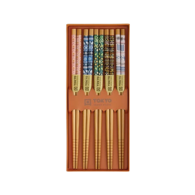 Tokyo Design Studio Orange Flower Choptstick Giftset 5