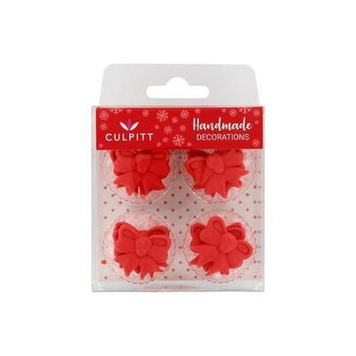 Culpitt Christmas Red Bows Sugar Decorations