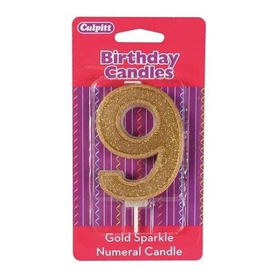Culpitt Gold Sparkle Number 9 Candle