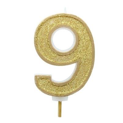 Culpitt Gold Sparkle Number 9 Candle