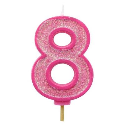 Culpitt Pink Sparkle Number 8 Candle