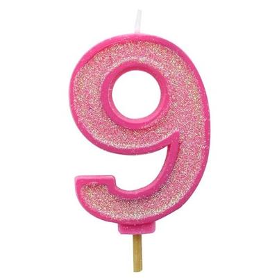 Culpitt Pink Sparkle Number 9 Candle