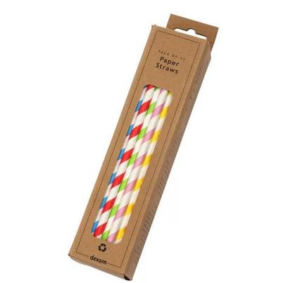 Dexam Striped Straws Assorted Colours Pack of 50