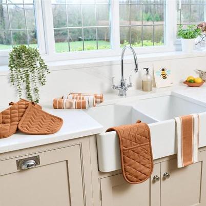 Dexam Love Colour Striped Tea Towel Terracotta