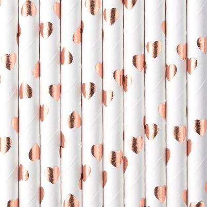 FunCakes Paper Straws Hearts Rose Gold 10pc