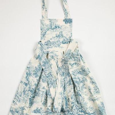 Gilda Apron Blue Toile de Jouy