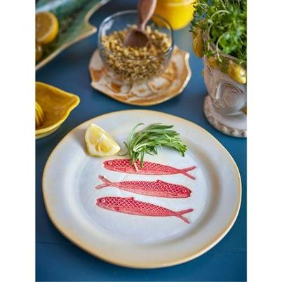 Hadden Plate Large Red Fish Stoneware