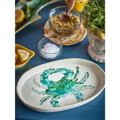 Hadden Oval Plate Green Crab Stoneware