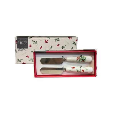 IHR Christmas Berry Allover Cream Box Butter Knives