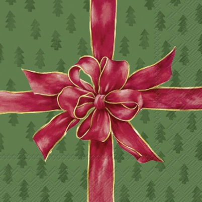 IHR Christmas Lunch Napkins Bow Green Red