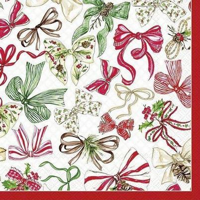 IHR Lunch Napkins Christmas Bow Red