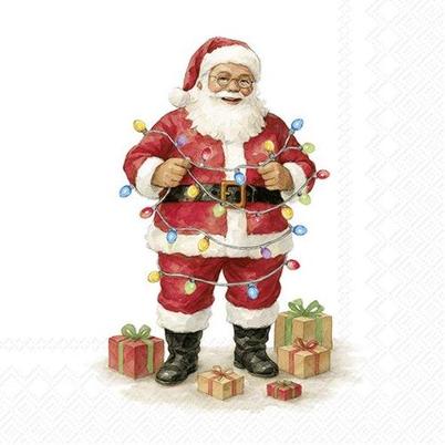 IHR Christmas Cocktail Napkins Santa With Lights