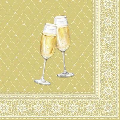 IHR Cocktail Napkins Golden Drinks Cream Gold