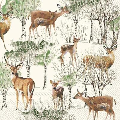 IHR Lunch Napkins Deer Grove Cream