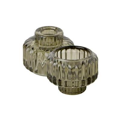 IHR Glass Candle Holder Grey 
