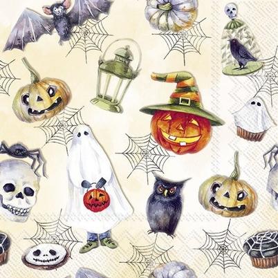 IHR Lunch Napkins Happy Halloween Cream