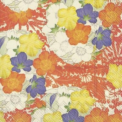 IHR Lunch Napkins Kimono Flowers Cream