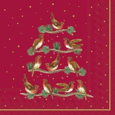 IHR Christmas Cocktail Napkins Let's Sing Together Red