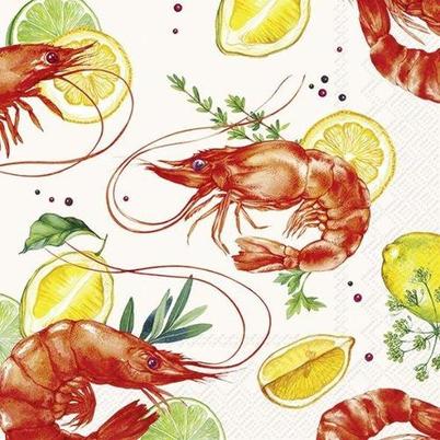 IHR Lunch Napkins Delicious Shrimp White