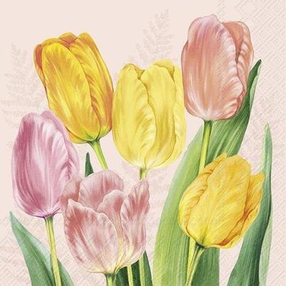IHR Lunch Napkins Spring Tulips Rose 