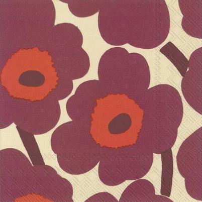 IHR Lunch Napkins Unikko Bordeaux Cream