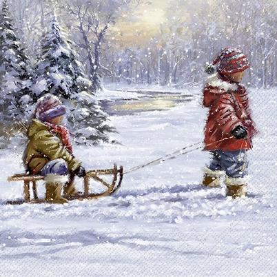 IHR Christmas Lunch Napkins Winter sleigh Ride