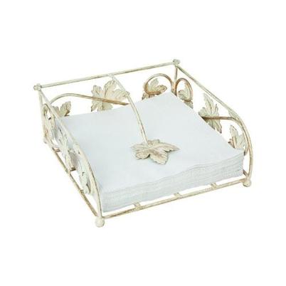 IHR Napkin Holder Wine Leaf Antique Cream