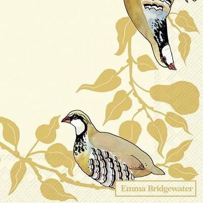 IHR Cocktail Napkins Partridge In A Pear Tree Cream