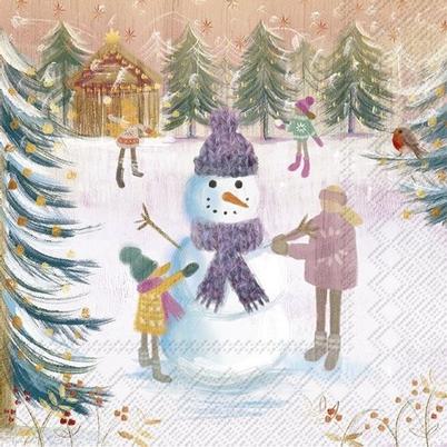 IHR Christmas Lunch Napkins Playful Snowman 