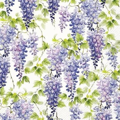 IHR Lunch Napkins Purple Wisteria Cream