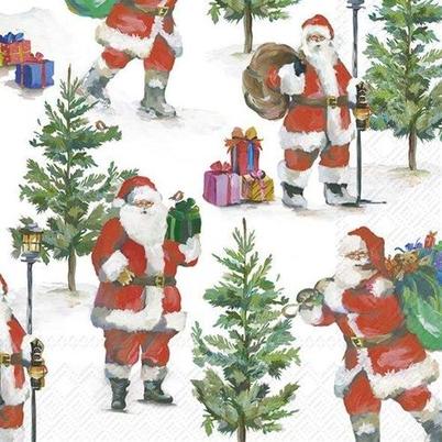 IHR Lunch Napkins Santa Is On The Way White