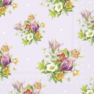 IHR Lunch Napkins Spring Bouquets Lilac