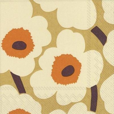 IHR Lunch Napkins Unikko Orange Cream