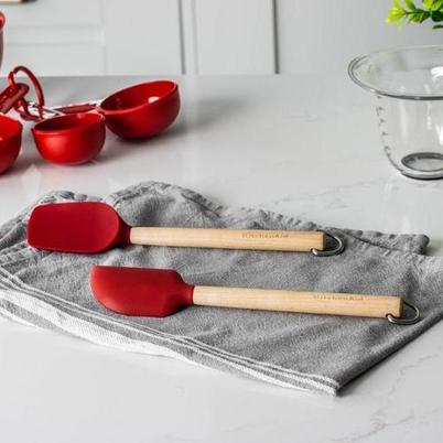 KitchenAid Mini Birchwood Spatulas 2 Piece Set Empire Red