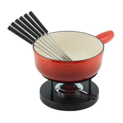 Kuhn Rikon Cast Iron Cheese Fondue Set Red 24cm