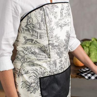 La Gradisca Apron Black Toile de Jouy