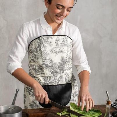 La Gradisca Apron Black Toile de Jouy