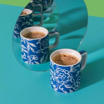 La Cafetiere Ceramic Espresso Cup Blue Blu Fiorato 120ml