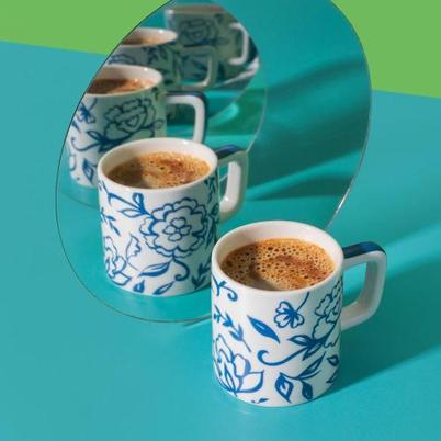 La Cafetiere Ceramic Espresso Cup White Blu Fiorato 120ml