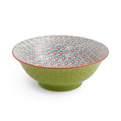 Mikasa Green & Blue Geometric Stoneware Ramen Bowl 21cm