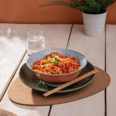 Mikasa Grey Floral Stoneware Ramen Bowl 21cm