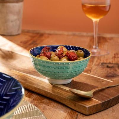 Mikasa Indigo Chevron Stoneware Nibble Bowl 12cm
