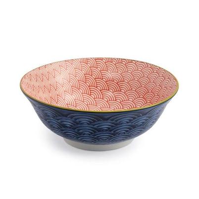 Mikasa Red & Blue Arc Stoneware Ramen Bowl 21cm