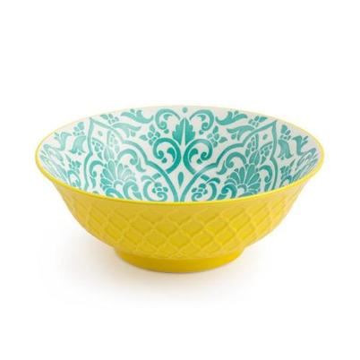 Mikasa Yellow & Blue Geometric Stoneware Ramen Bowl 21cm