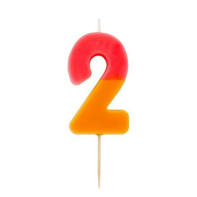 TT Orange & Pink Number 2 Birthday Candle