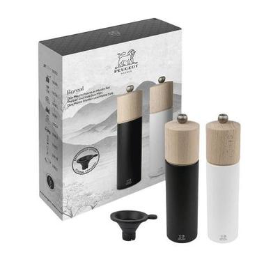 Peugeot Black & White Salt Pepper Mill Boreal Set
