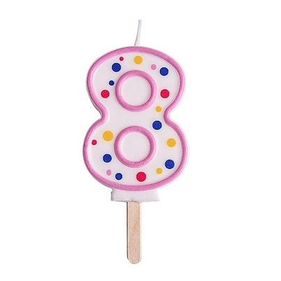PME Polka Dot Pink Number 8 Candle
