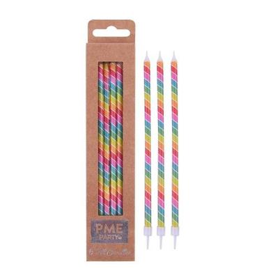 PME Rainbow Stripes Candle Pack of 6