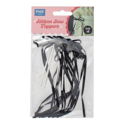 PME Ribbon Bow Cake Toppers Black Pack of 8