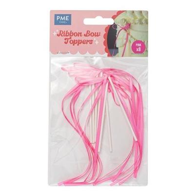 PME Ribbon Bow Cake Toppers Pink Pack of 8